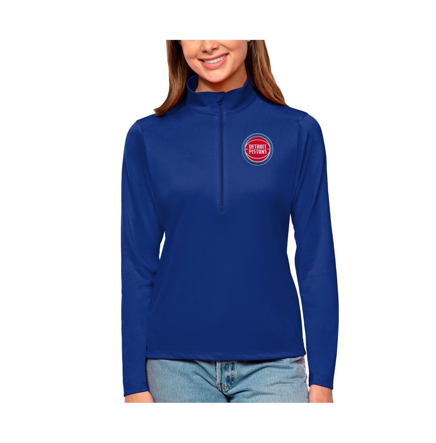 Женский топ Antigua Blue Detroit Pistons Tribute Half-Zip — фото 1
