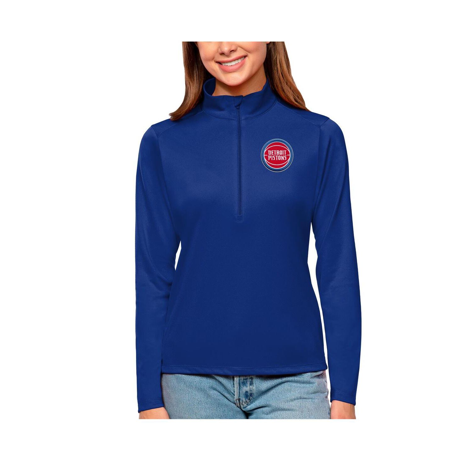Women's Blue Detroit Pistons Tribute Half-Zip Top