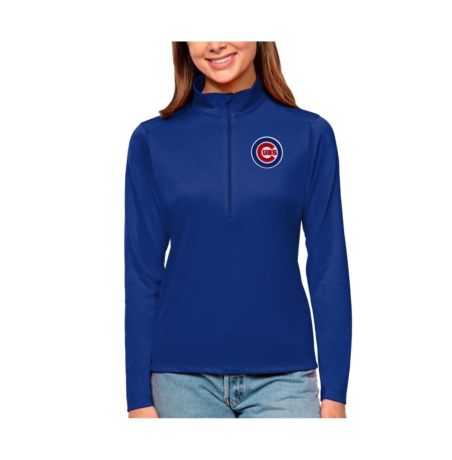 Женский свитер Antigua Royal Chicago Cubs Tribute Quarter-Zip Pullover Top — фото 1