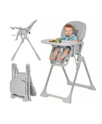 Baby High chair, Foldable Feeding Chairs for Babies and Toddlers, Adjustable Height/Backrest/Footrest, Removable Tray, Fast Folding