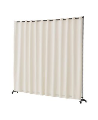 Portable Panel Room Divider with Wheels, 121.5 x 17.7 x 96.7 in Freestanding Curtain Divider Privacy Screen for Office Bedroom