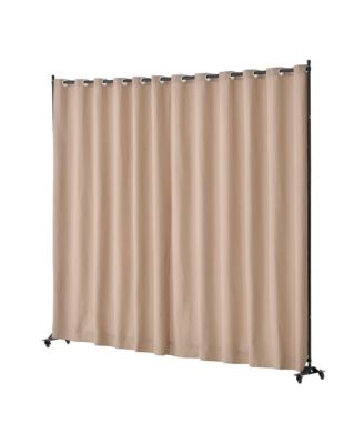 Portable Panel Room Divider with Wheels, 121.5 x 17.7 x 96.7 in Freestanding Curtain Privacy Screen for Office Bedroom Dining