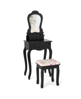 Wood Kids Pretend Makeup Vanity Set with Mirror and Storage