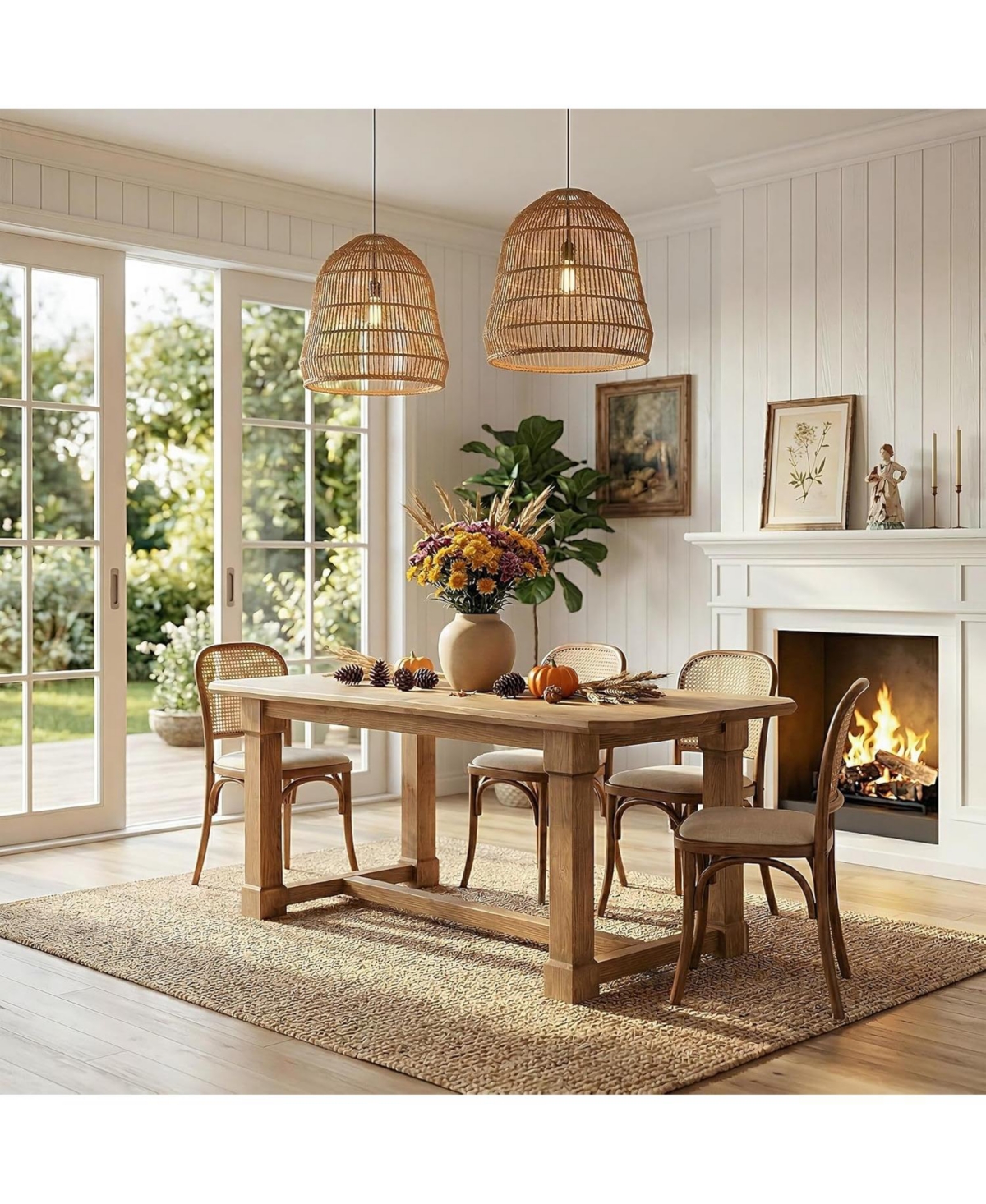 Tribesigns 63" Solid Wood Dining Table, Rectangular Kitchen Table with Sturdy Legs, Rustic Wooden Dinner Tables