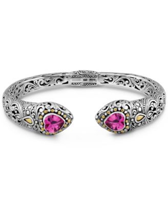 Topaz and Lovina Cuff Bracelet in Sterling Silver and 18K Gold Accents