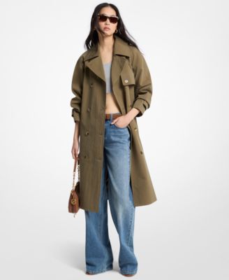 Women's Collared Neck Oversize Belted Trench Coat