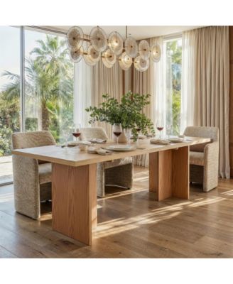 7feet Solid Wood Dining Table Farmhouse Kitchen Table with Open Grain Finish and Rubber Wood Legs