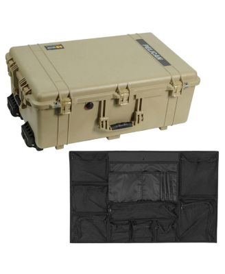 1650 Watertight Wheeled Hard Case, Desert Tan, Bundle with 1659 Lid Organizer