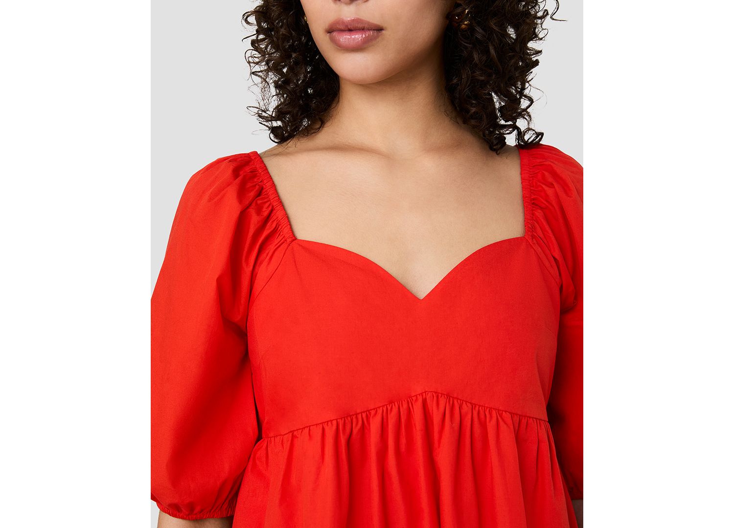 Women's Puff-Sleeve Sweetheart Neck Mini Dress