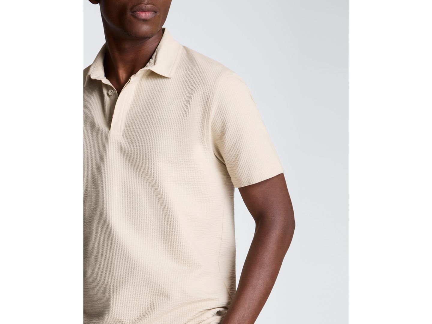 Мужское поло Kenneth Cole Seersucker Polo Collar Polo Shirt, цвет: Offwhite — фото 5