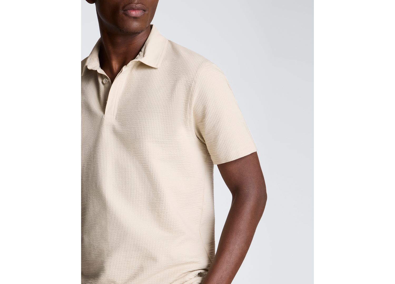 Men's Seersucker Polo Collar Polo Shirt