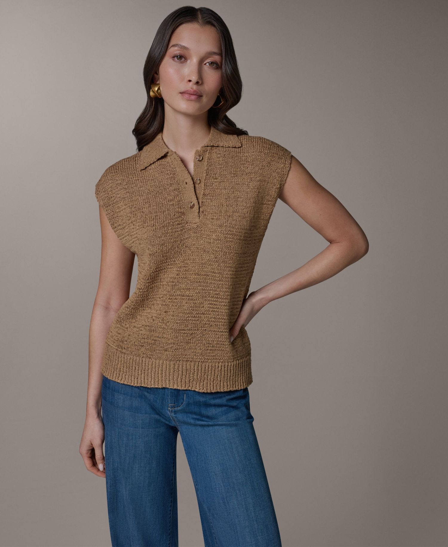 Women's Sleeveless Polo Sweater