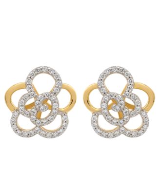 Diamond Rose Stud Earrings (1/4 ct. t.w.) in 10k Yellow Gold