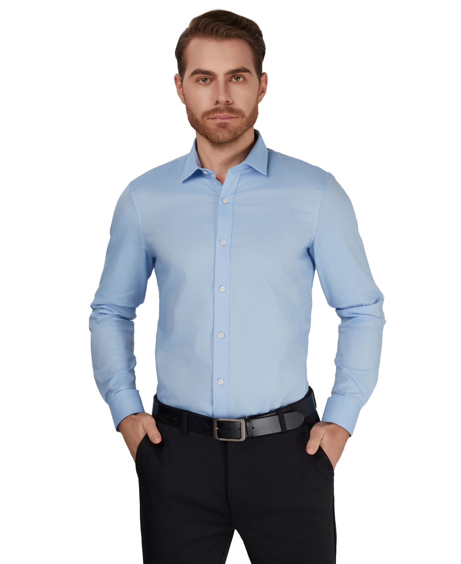 Men's Slim-Fit Collared Oxford Dress Shirt