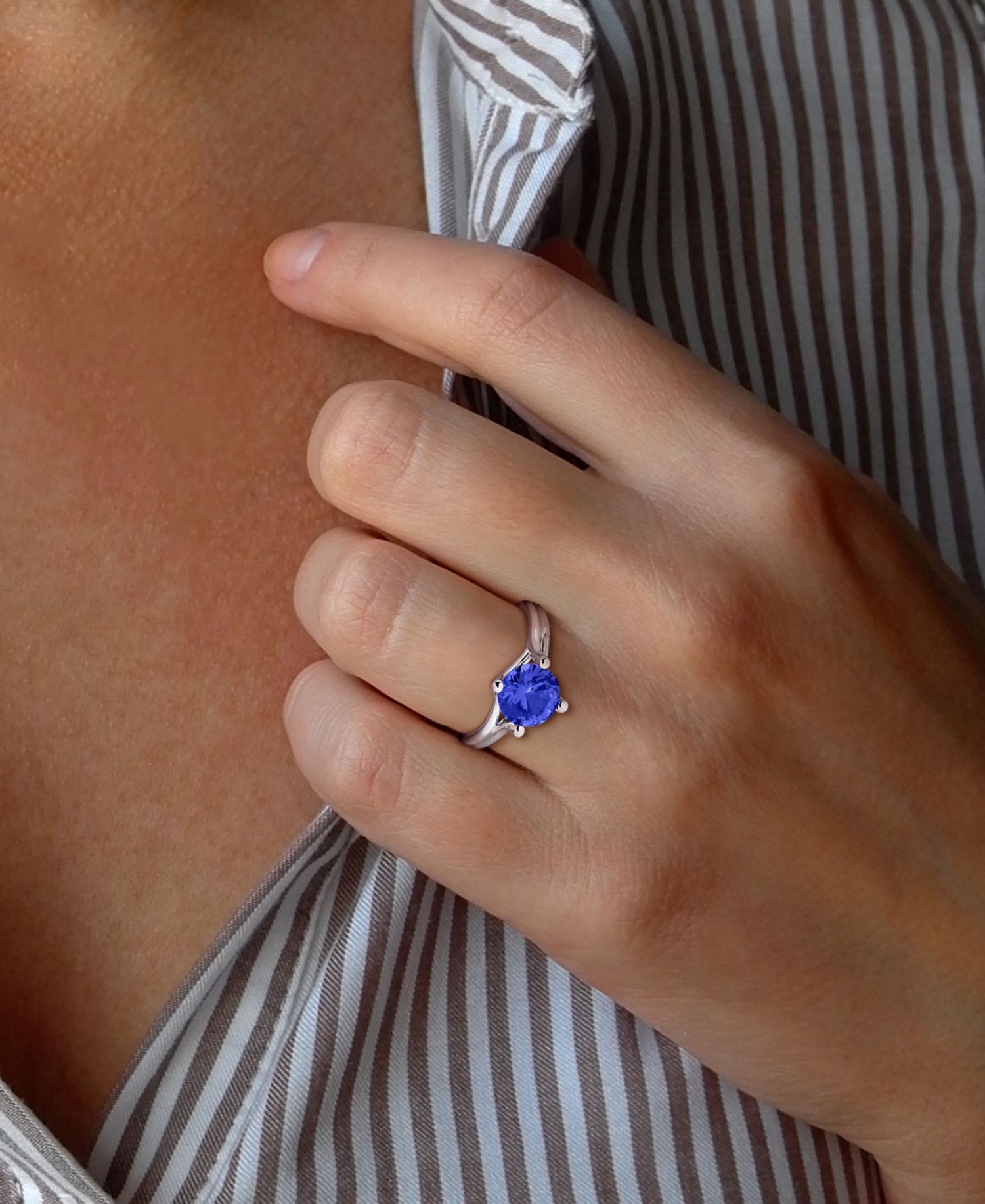 Lab Grown White Sapphire (2 ct. t.w.) Ring in Sterling Silver (Also Available in Ruby & Blue Sapphire)