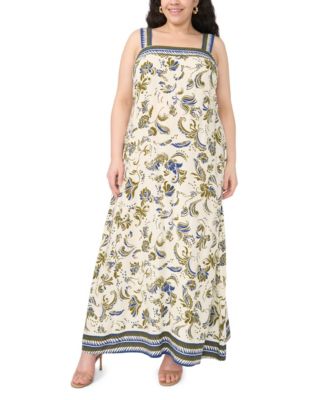 Plus Size Thick Strap Printed Maxi Dress