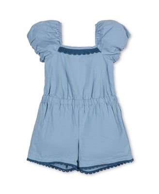 Toddler Girls Organic Puff Sleeve Seersucker Romper