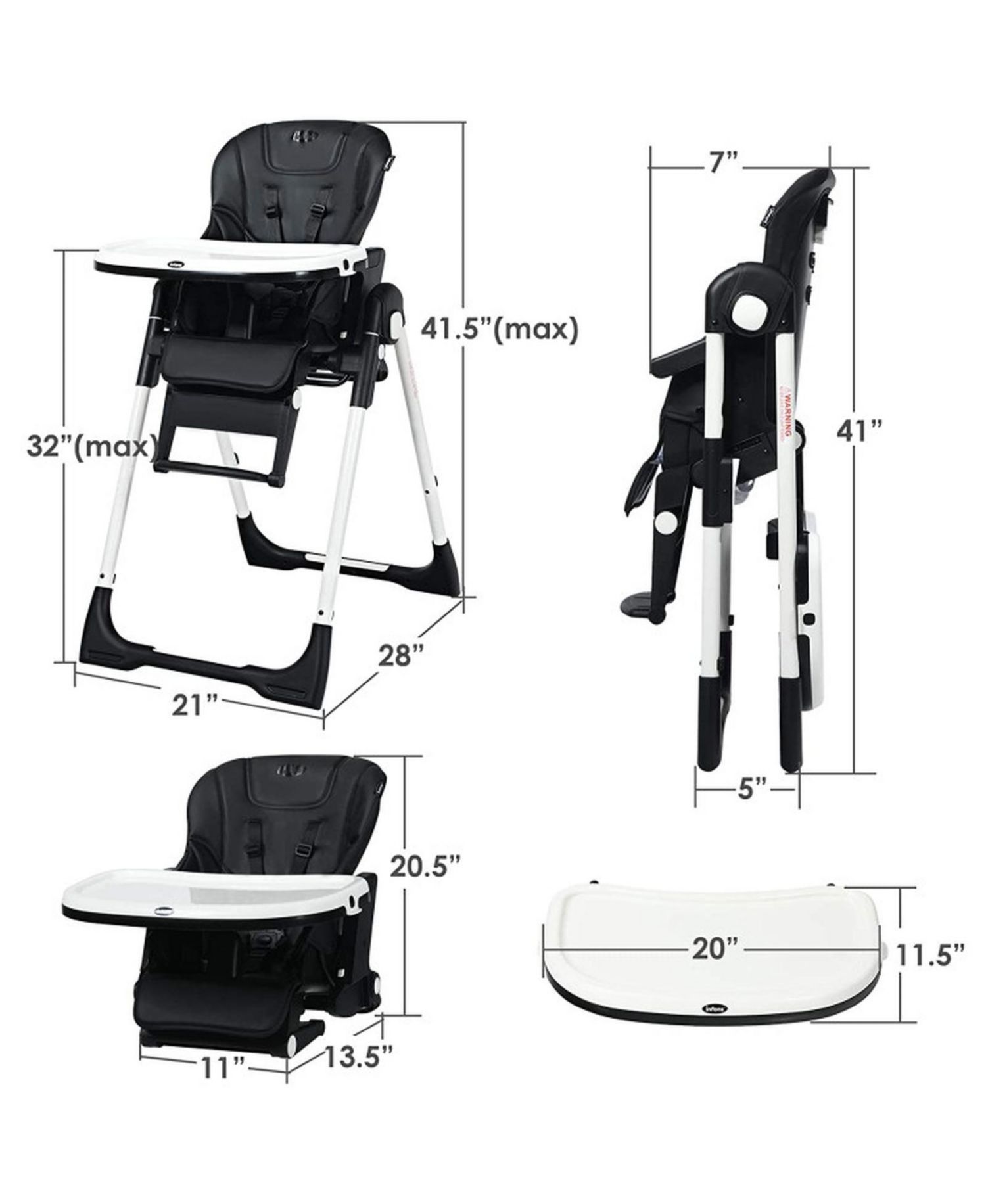 4-in-1 Convertible Highchair and Booster Seat with Height Adjustment
