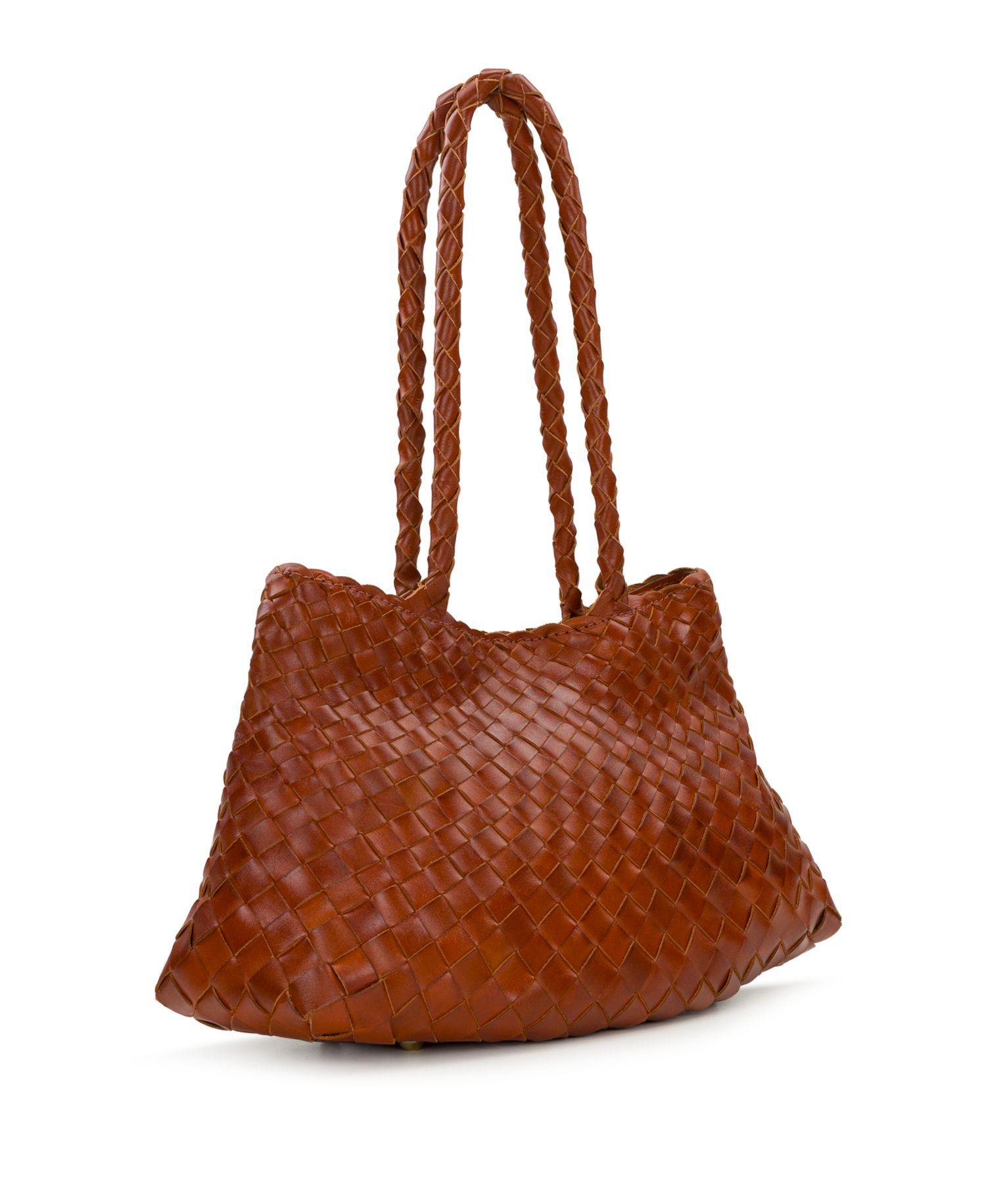 Violaine Small Woven Leather Satchel Handbag