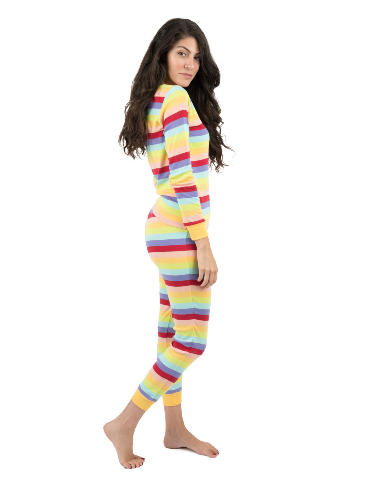 Women's Matching Family Two Piece Cotton Long Sleeve Striped Pajamas