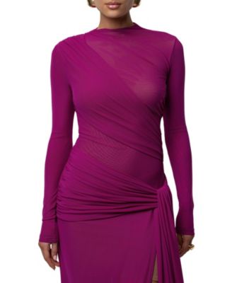 chinese dress ladies Purple Short Dress with Black Sleeves  ALBINA DYLA