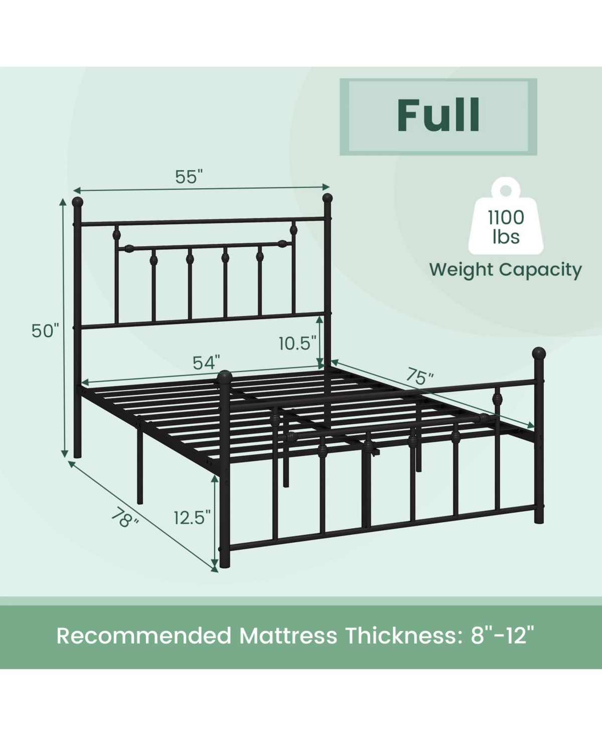 Slickblue Metal Bed Frame with Headboard