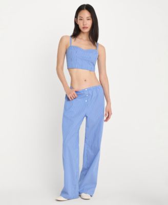 Women's Poplin Lace Trimmed Pants