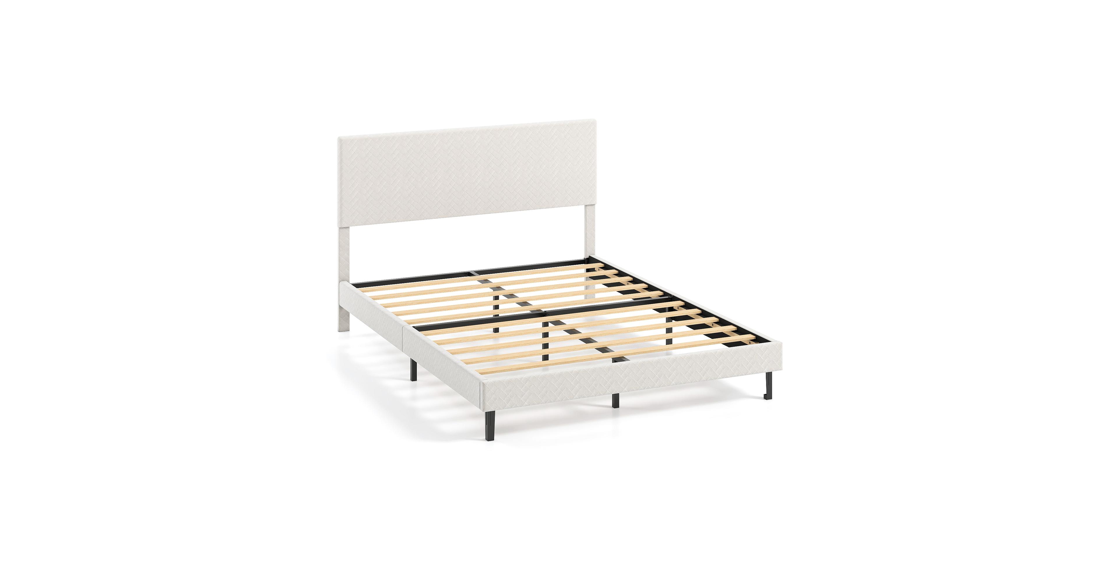 Slickblue Upholstered Velvet Platform Bed with Chevron Headboard