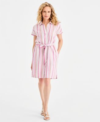 Women's Striped Short-Sleeve Shirtdress