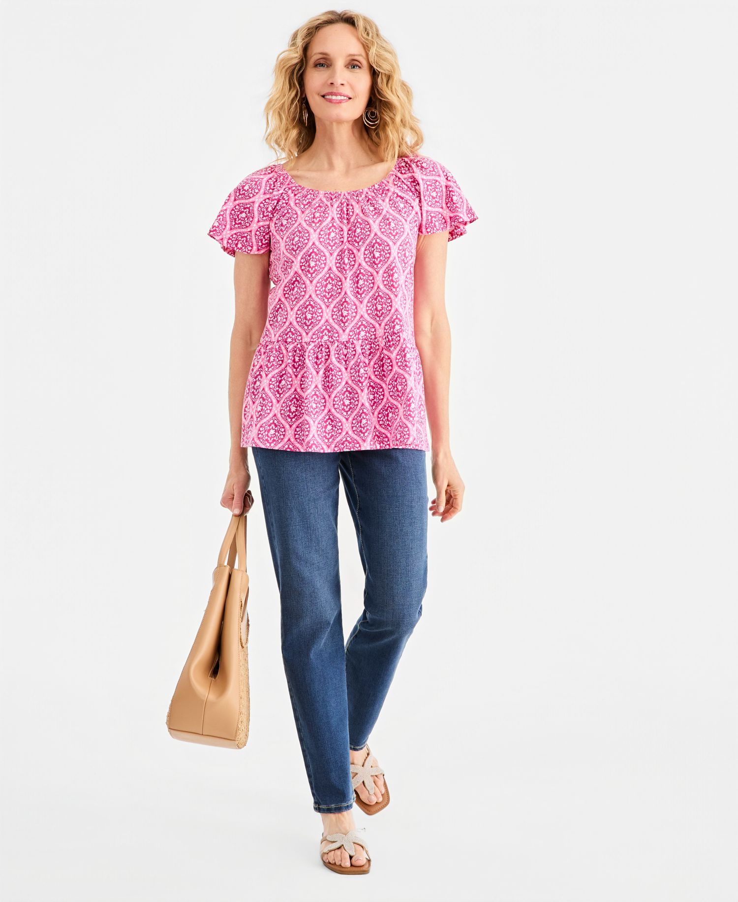 Petite Ditsy Print Peplum Top