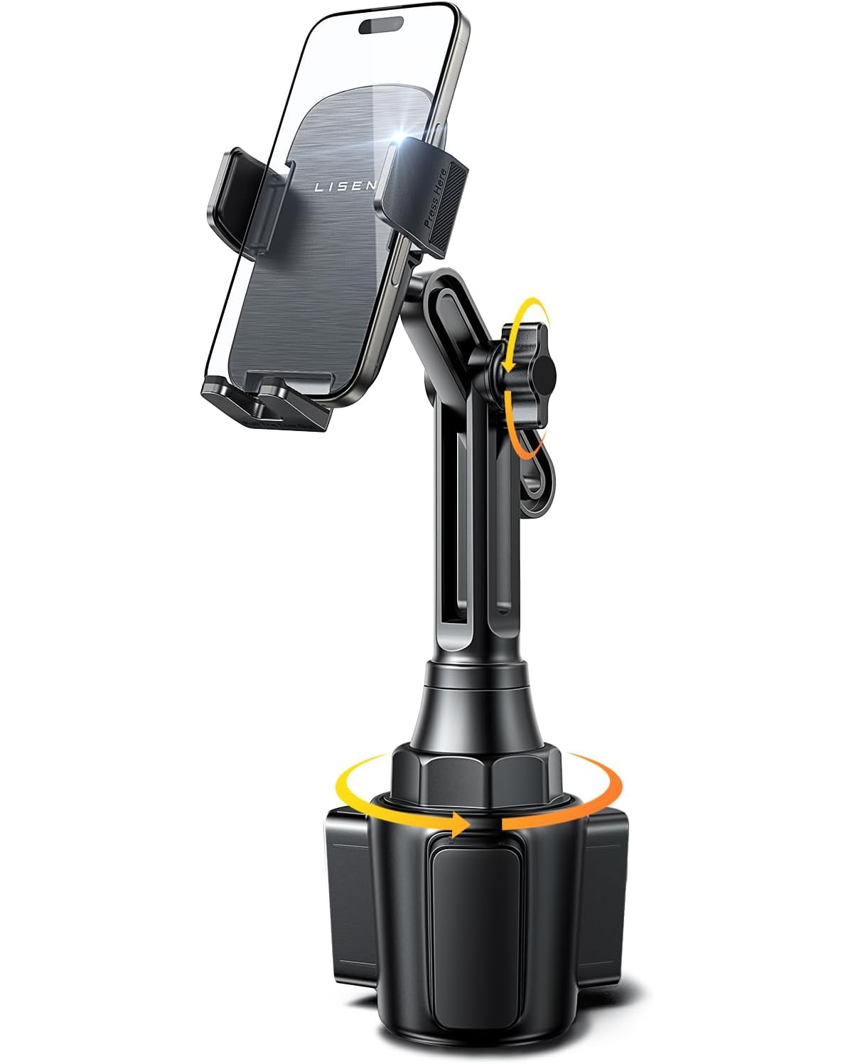 Lisen Adjustable 360-Degree Rotating Cup Holder Phone Mount for Most Smartphones and Cars - Black