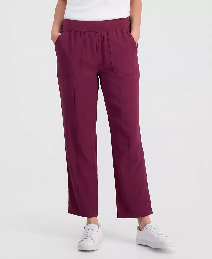 Women's Mid-Rise Pull On Straight-Leg Ankle Pants - thumbnail 3