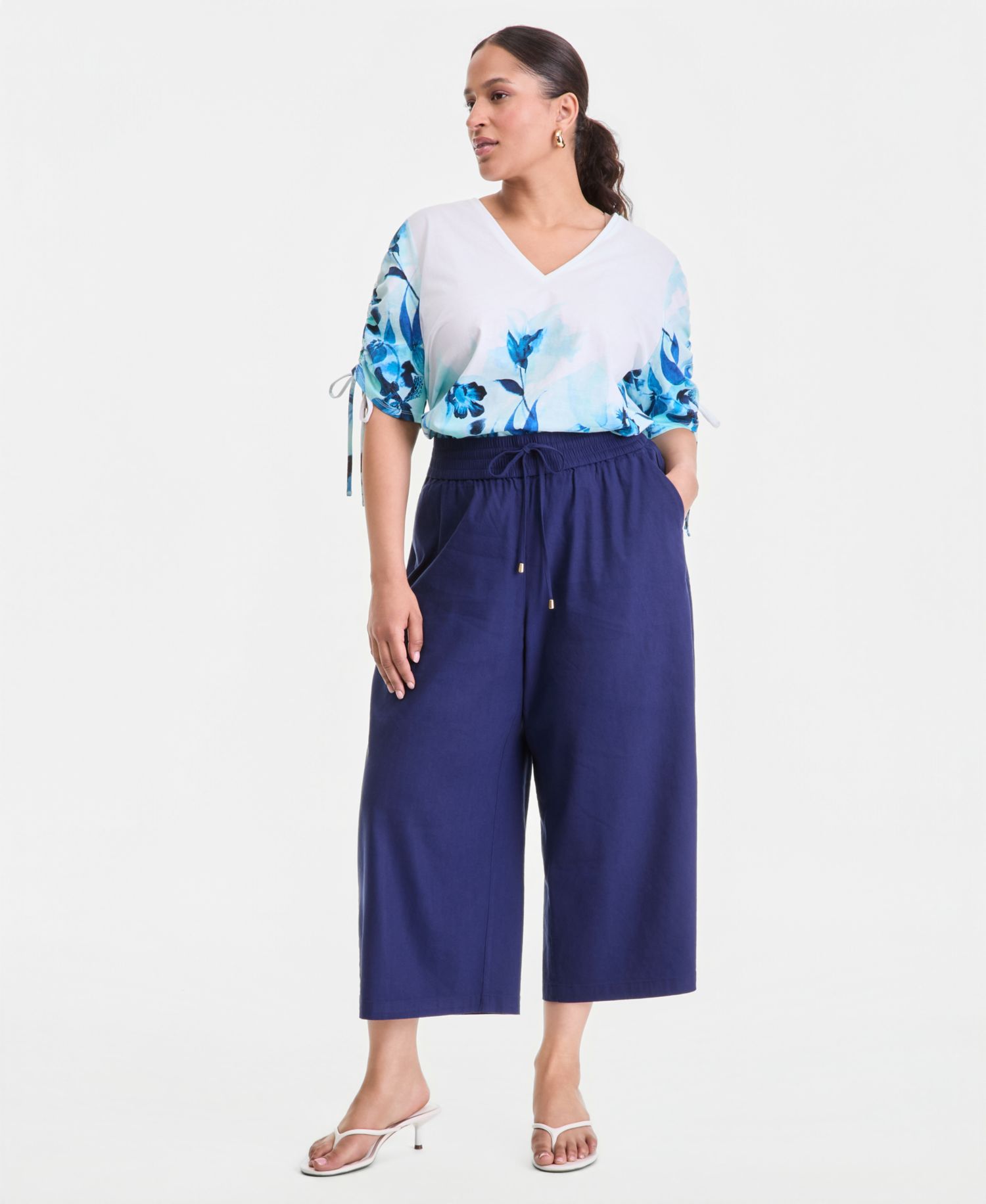 Plus Size Short Tie Sleeve Top