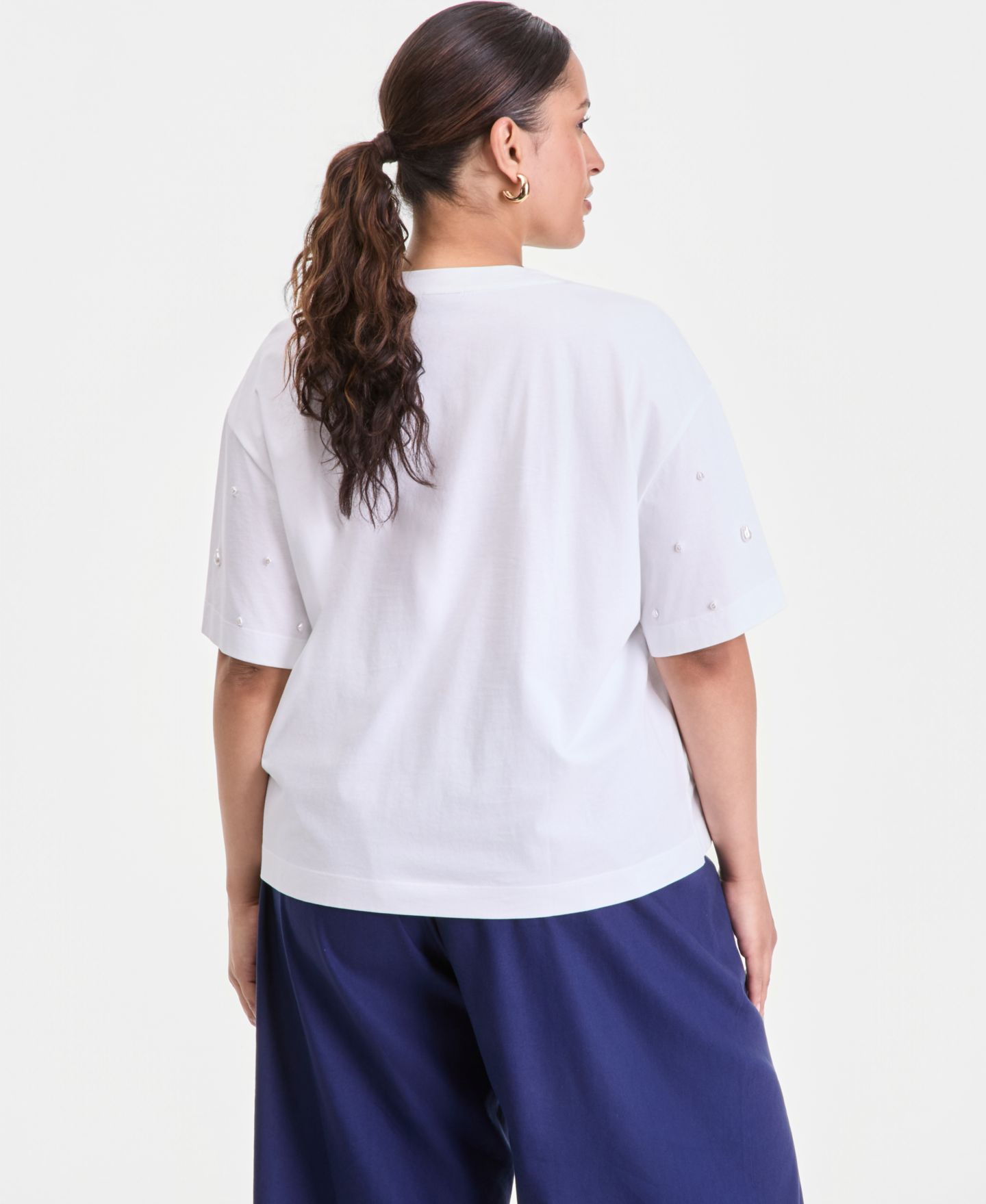 Женская футболка I.N.C. International Concepts Plus Size Jeweled, цвет: Яркий белый — фото 3
