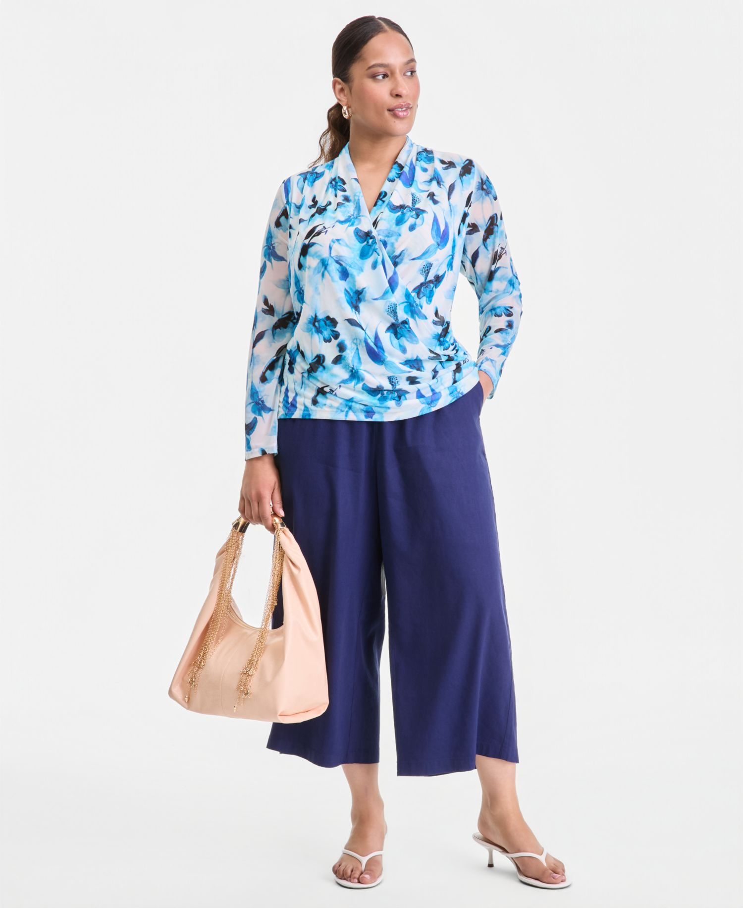 Plus Size Mesh Draped Top