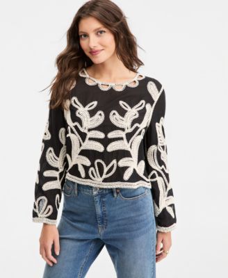 Women's Cotton Embroidered Cutwork Top