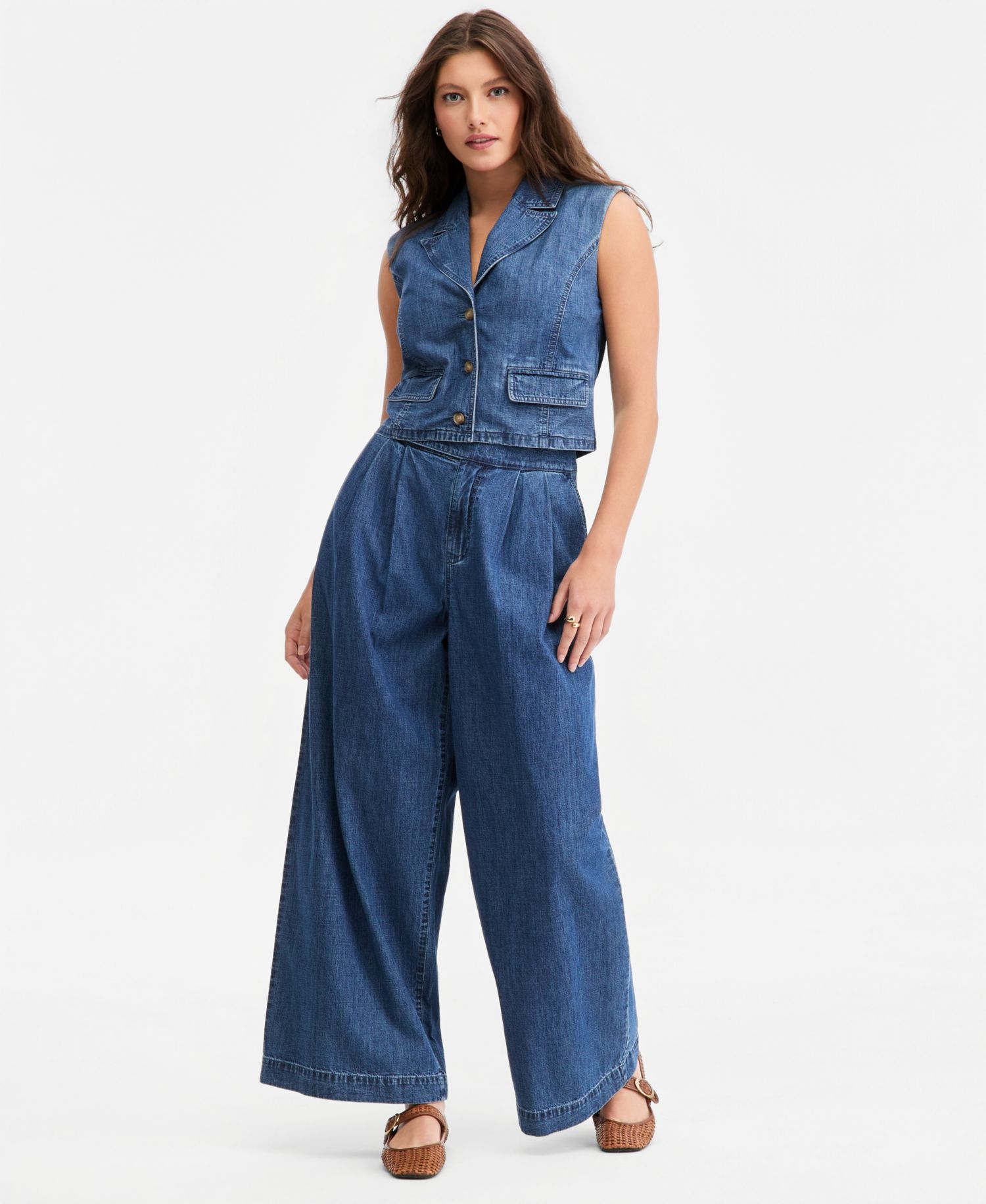 Women's Cropped Denim Vest