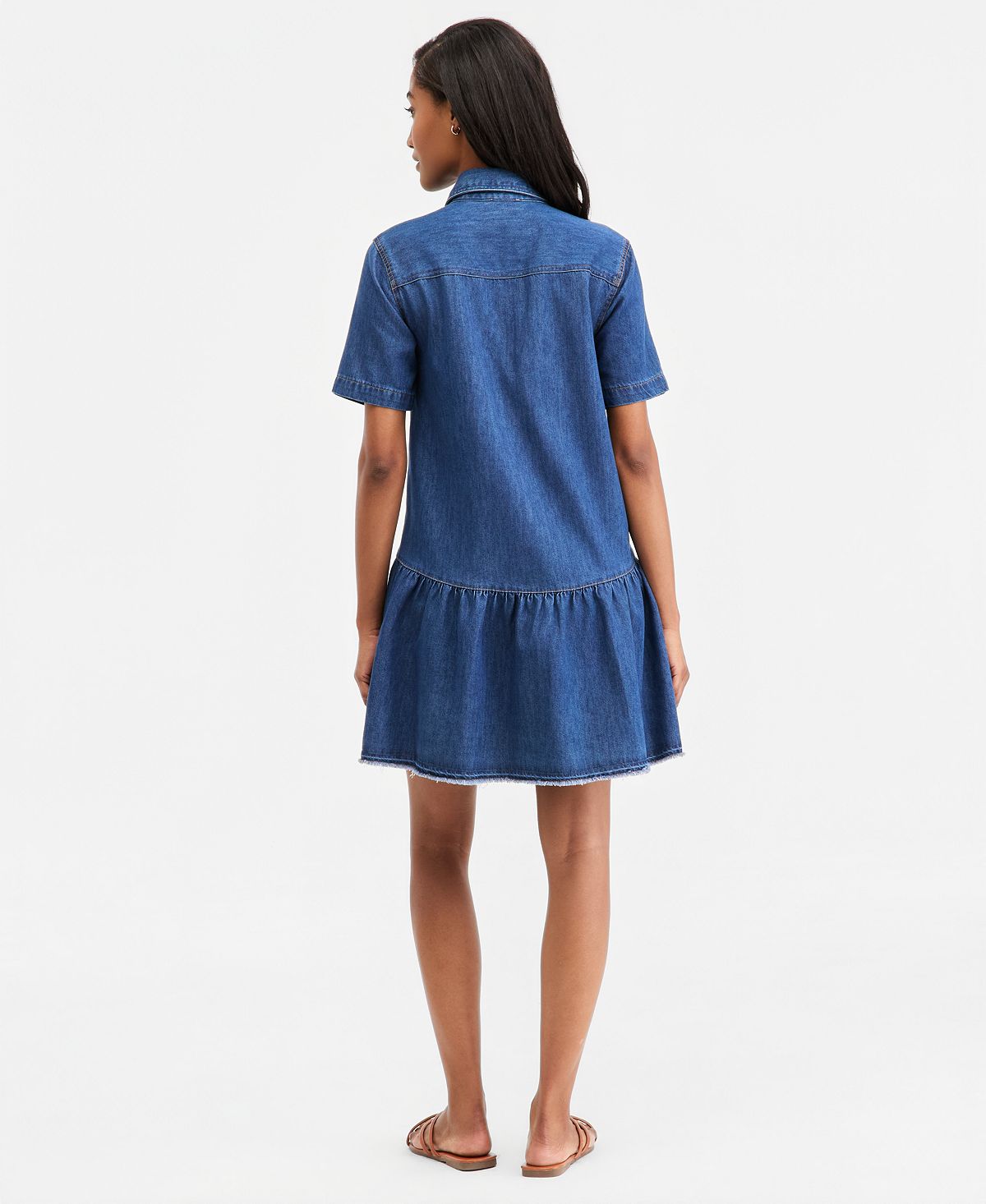 On 34th Women's Denim Short-Sleeve Minidress, Macy's Exclusive view 4 — MAYCSS fashion products