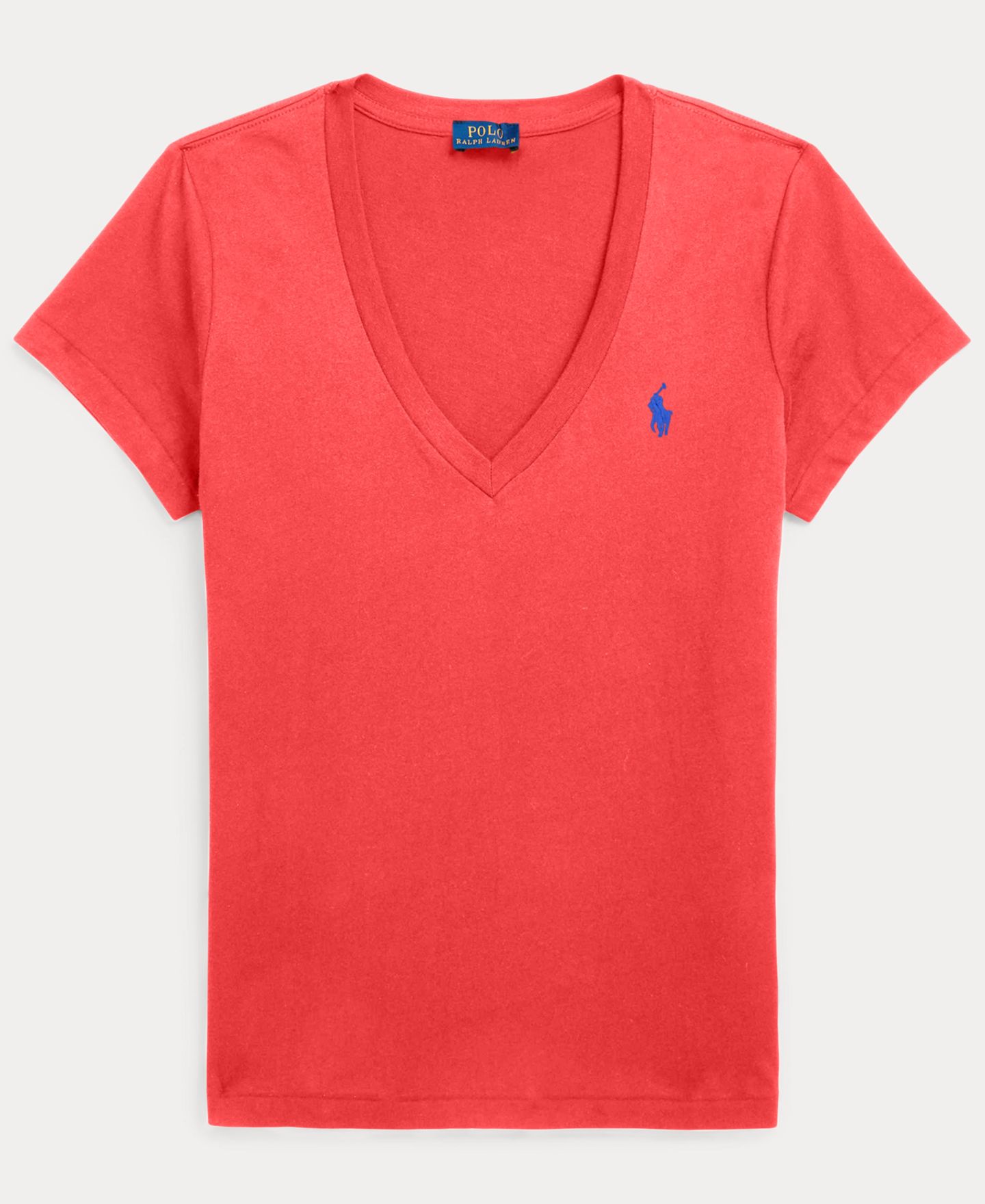 Женская футболка Polo Ralph Lauren V-Neck Short-Sleeve, цвет: Bright Hibiscus — фото 10