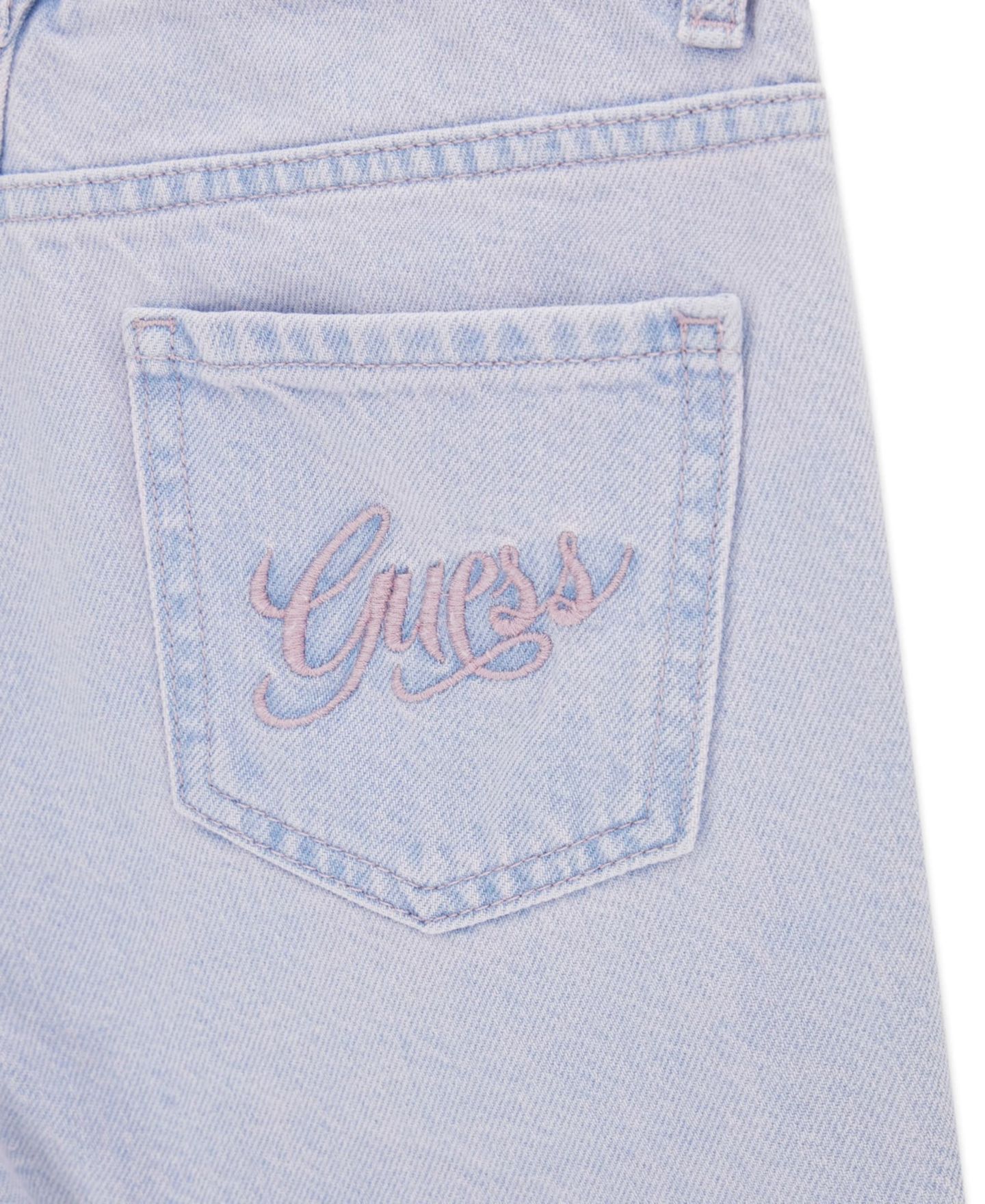 Шорты GUESS Overdye Denim Shorts для девочек, цвет: Светлый синий — фото 3