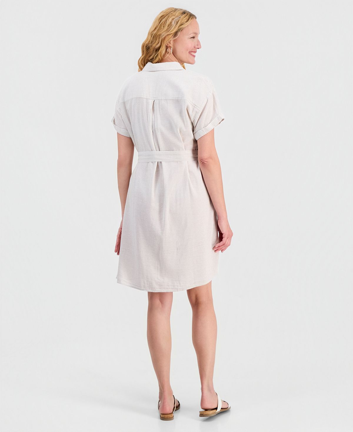 Style & Co Women's Striped Short-Sleeve Shirt-dress, Macy's Exclusive view 3 — MAYCSS fashion products