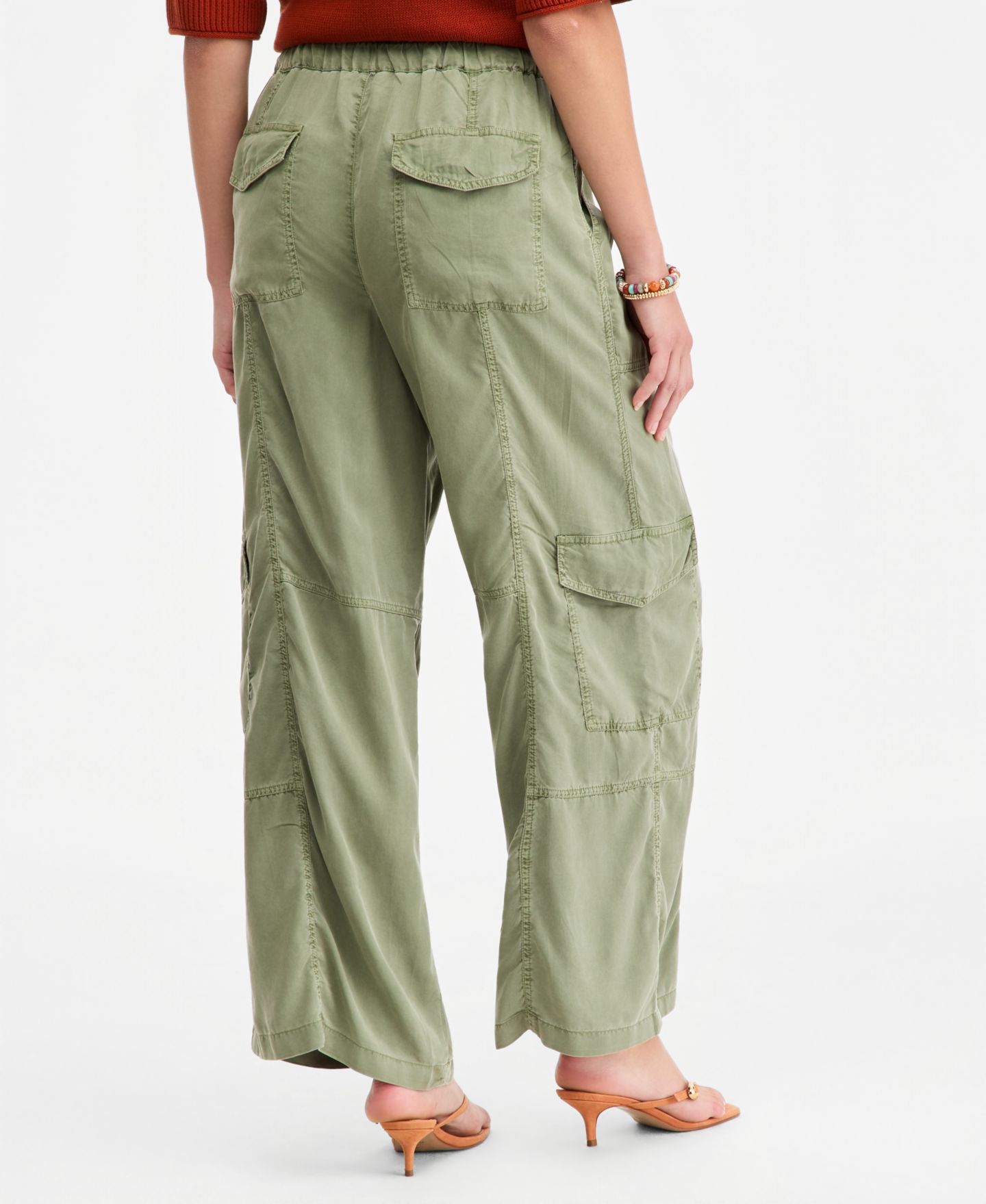 Женские брюки On 34th Pull On Paperbag Cargo Wide Leg, цвет: Холодный оливковый — фото 2