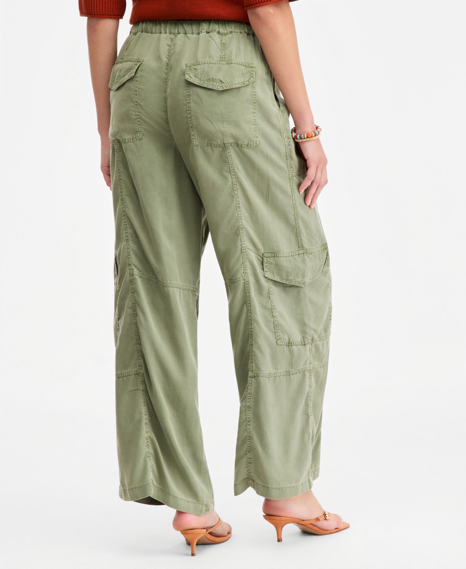 Women's Pull On Paperbag Cargo Wide Leg Pants