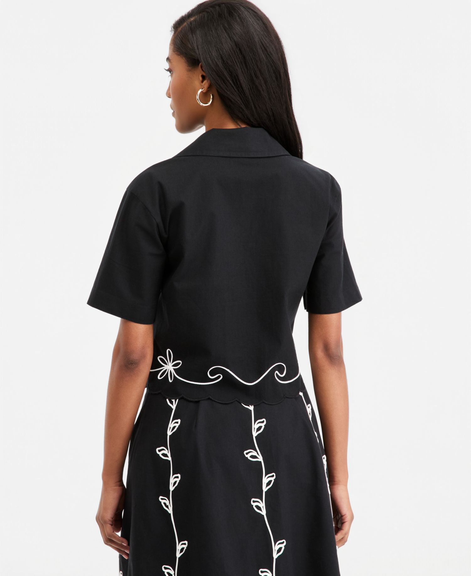 Women's Soutache Short-Sleeve Camp Shirt