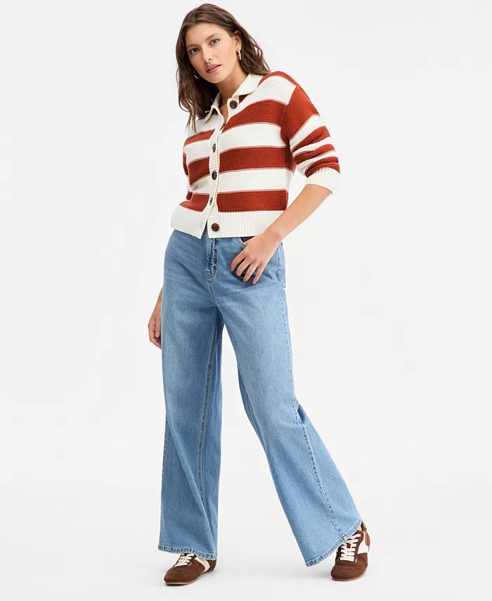 Women's Long Sleeve Bold Stripe Cardigan - thumbnail 8
