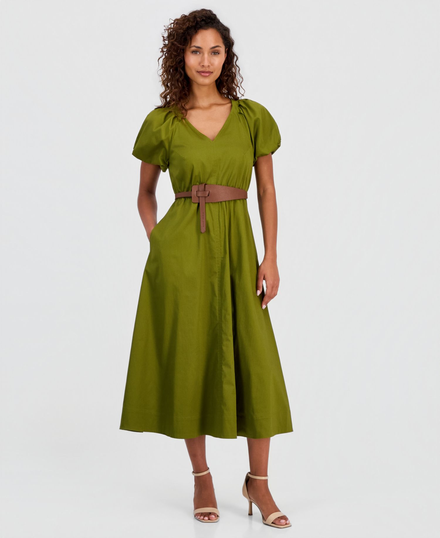 Women's Belted Midi Dress