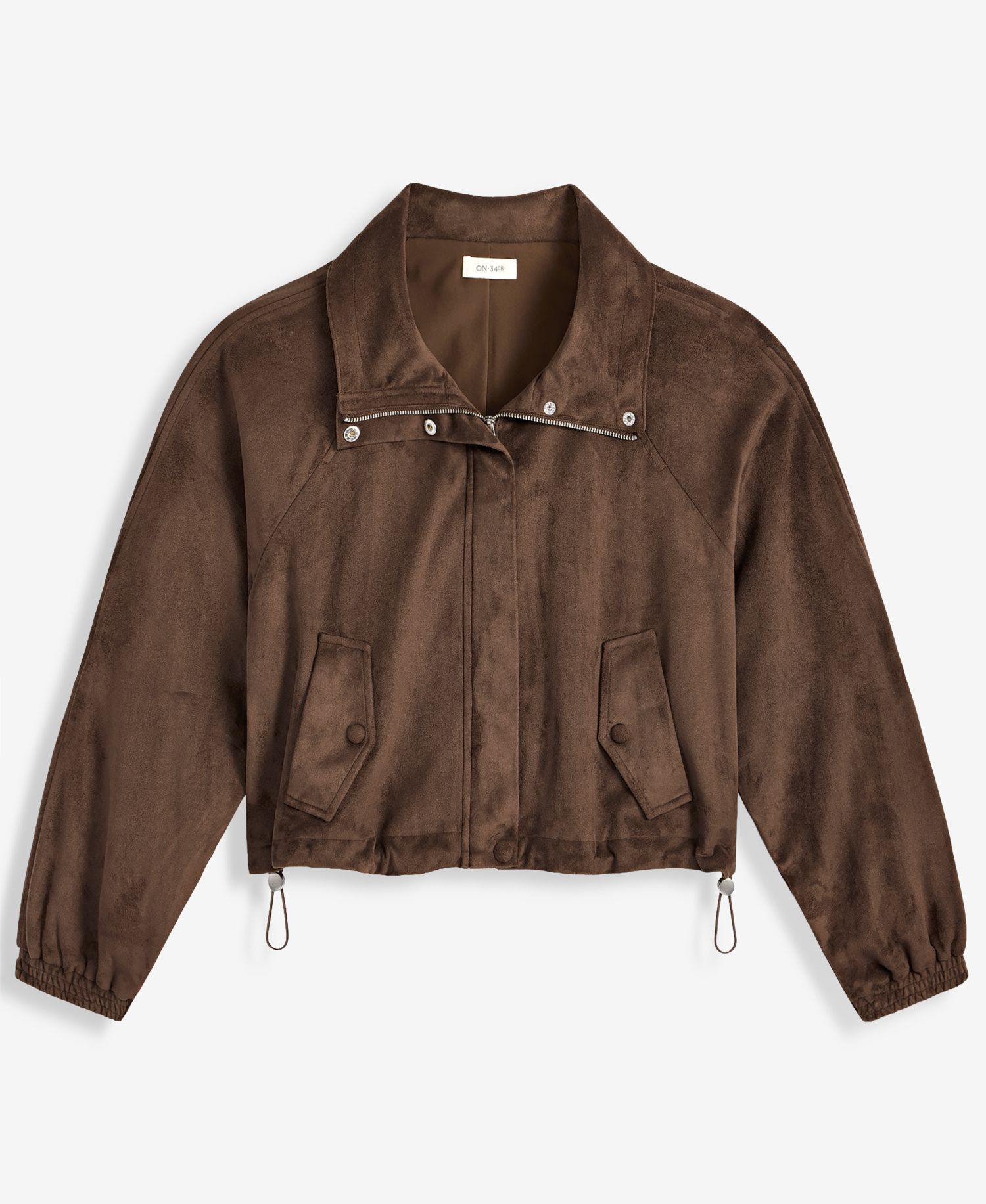 Women's Faux-Suede High Collar Utility Jacket