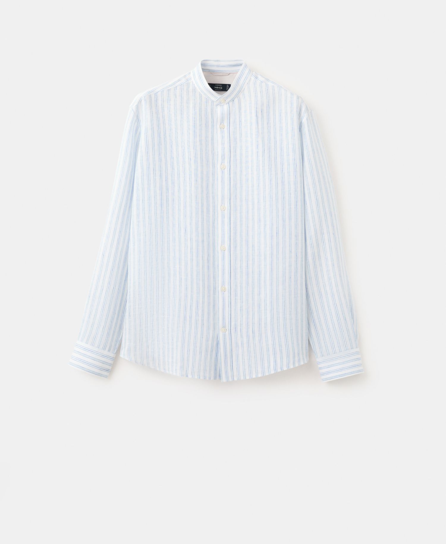 Men's Mandarin Collar Striped Shirt