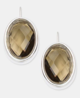 Silver-Tone Stone Drop Earrings