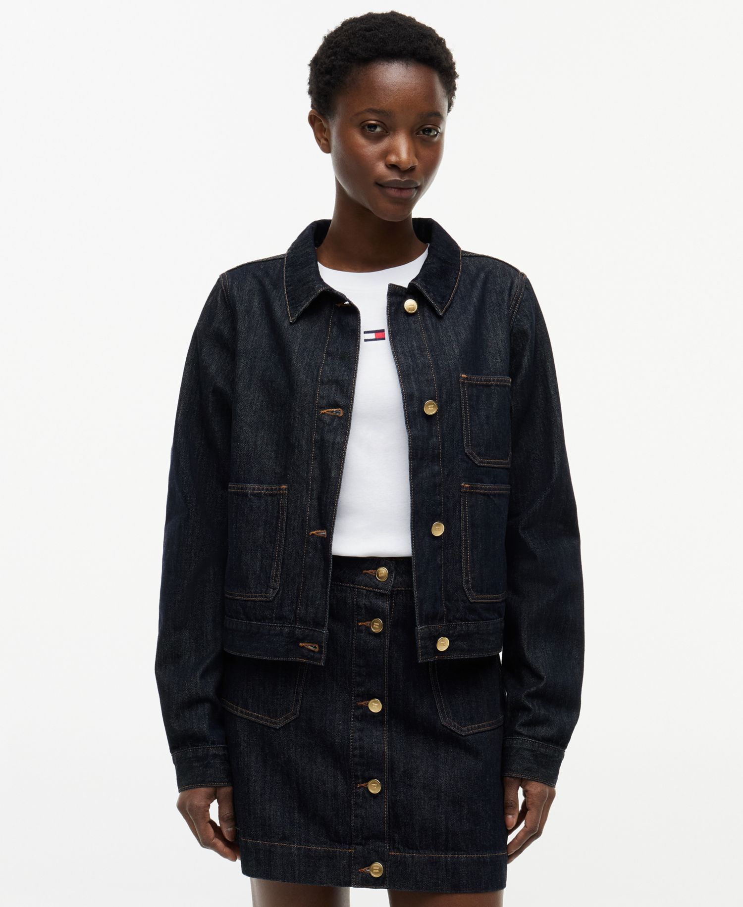 Women's Cotton Collared Denim Jacket